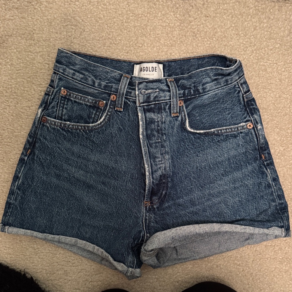 Agolde Dark Blue Jean Shorts